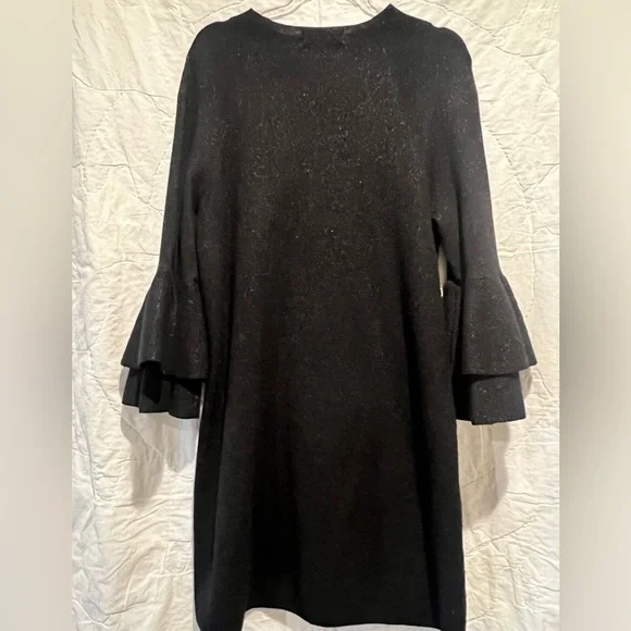 Anthropologie Claudette Black Ruffled Sweater Dress Sz:M - Picture 11 of 14